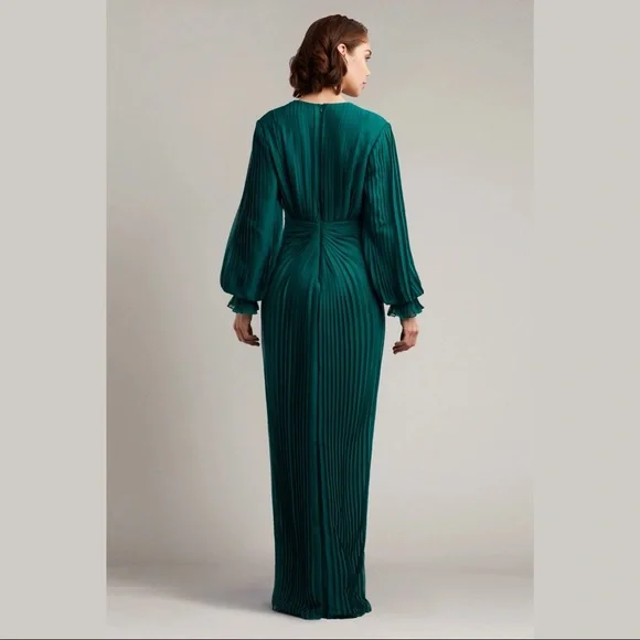 TADASHI SHOJI - GORDON PLEATED CRINKLE CHIFFON GOWN - Picture 2 of 5